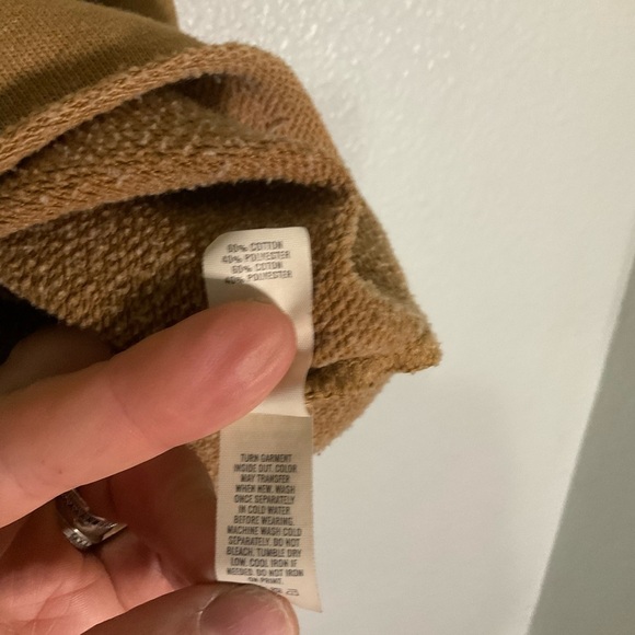 Aerie Fleece Slouchy Turtleneck Tan Camel Boho Oversized Comfy Sweatshirt Size M - Picture 8 of 13